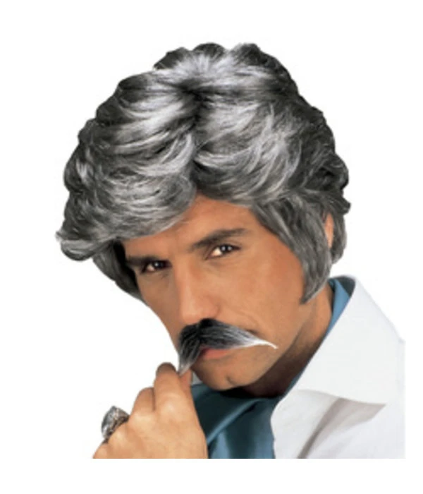 Pruik Playboy Met Snor Grijs 3 Pruik Playboy Met Snor Grijs