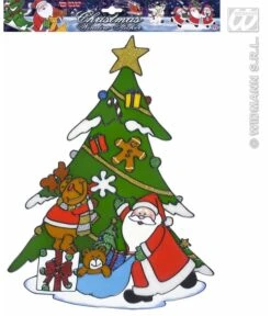Raamsticker Kerstboom Met Kerstman 40cm