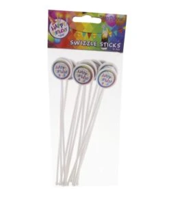 Roerstokjes Happy Birthday - 12 Stuks -Vakantie Decoratie Winkel roerstokjes happy birthday 12 stuks 2