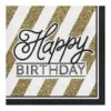 Servetten Happy Birthday Zwart/Goud -Vakantie Decoratie Winkel servetten happy birthday zwart goud
