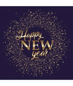 Servetten "Happy New Year" Blue/gold (20st)