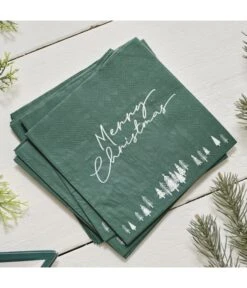 Servetten Merry Christmas Groen (16st)