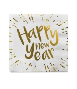 Set 12 Servetten 'Happy New Year' (33 X 33 Cm)