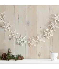 Sneeuwvlokken Slinger Wit Glitter (2 Mtr)