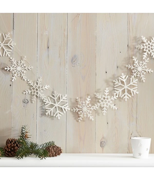 Sneeuwvlokken Slinger Wit Glitter (2 Mtr) 3 Sneeuwvlokken Slinger Wit Glitter (2 Mtr)