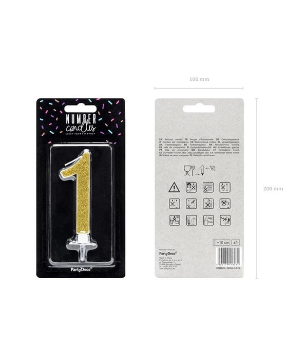 Taartkaarsje Cijfer 1 Goud 4 Taartkaarsje Cijfer 1 Goud - Afbeelding 2
