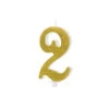Taartkaarsje Cijfer 2 Goud -Vakantie Decoratie Winkel taartkaarsje cijfer 2 goud