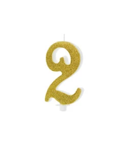 Taartkaarsje Cijfer 2 Goud