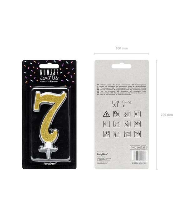 Taartkaarsje Cijfer 7 Goud 4 Taartkaarsje Cijfer 7 Goud - Afbeelding 2