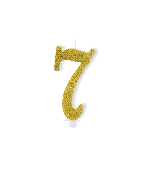 Taartkaarsje Cijfer 7 Goud 3 Taartkaarsje Cijfer 7 Goud