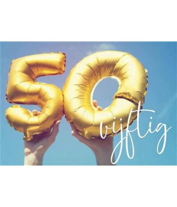 Verjaardagskaart Hoera 50 Jaar Folieballonnen 3 Verjaardagskaart Hoera 50 Jaar Folieballonnen