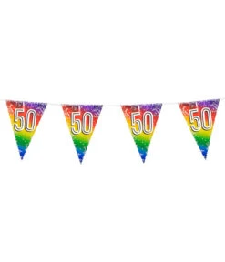 Vlaggenlijn Cijfer 50 Regenboog Met Sterren (6m) -Vakantie Decoratie Winkel vlaggenlijn cijfer 50 regenboog met sterren 6m 1