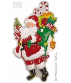 Wanddecoratie Kerstman Met Zak En Laurier
