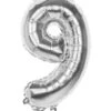 Zilveren Folieballon Cijfer '9' 36cm 2 Zilveren Folieballon Cijfer '9' 36cm -Vakantie Decoratie Winkel zilveren folieballon cijfer 9 36cm